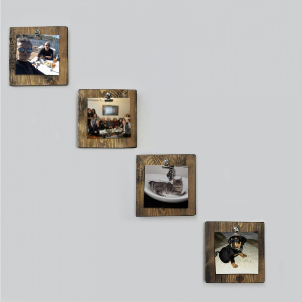 Σετ κάδρα από ξύλο πεύκου σε χρώμα φυσικό 14x1,6x14