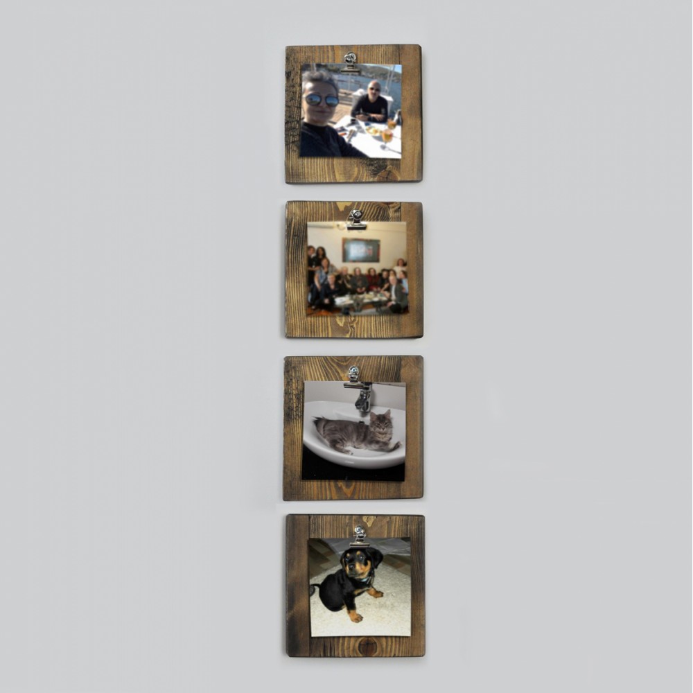 Σετ κάδρα από ξύλο πεύκου σε χρώμα φυσικό 14x1,6x14