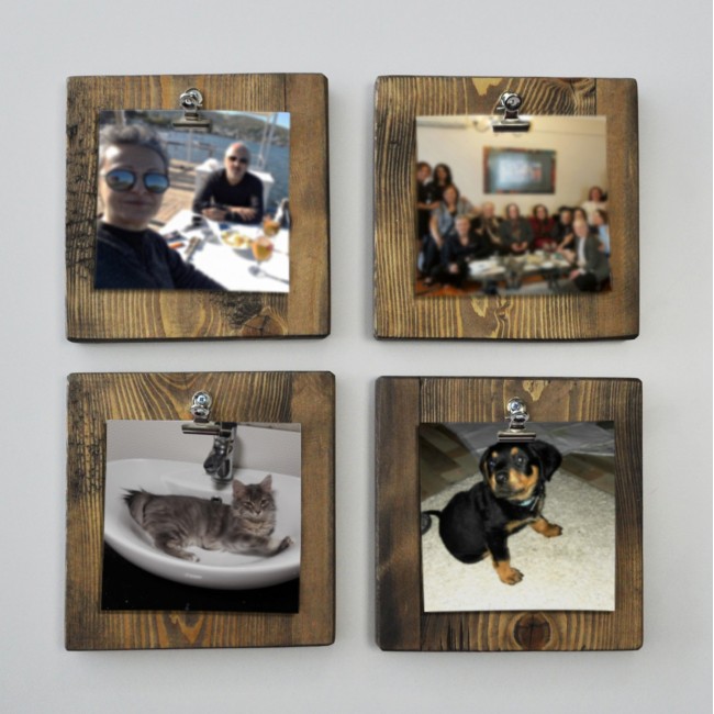 Σετ κάδρα από ξύλο πεύκου σε χρώμα φυσικό 14x1,6x14