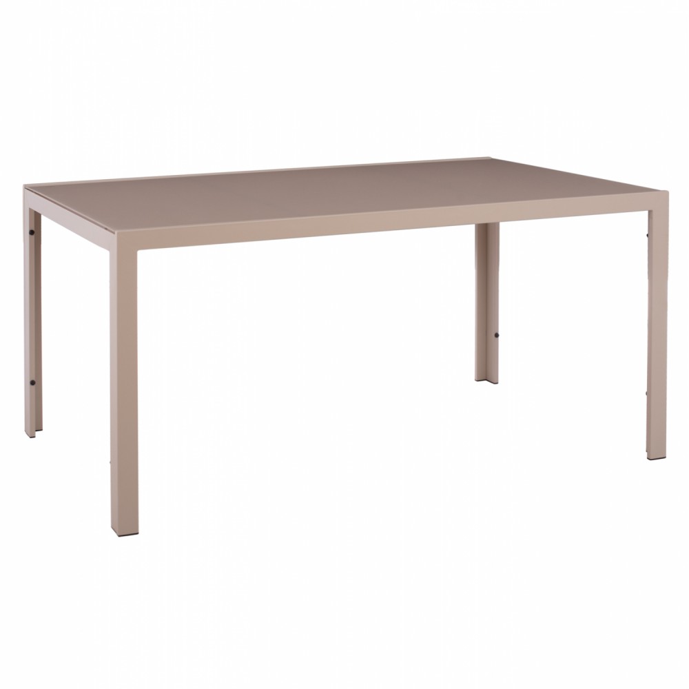 Τραπέζι "OFER" από μέταλλο/γυαλί σε καπουτσίνο χρώμα 150x90x75