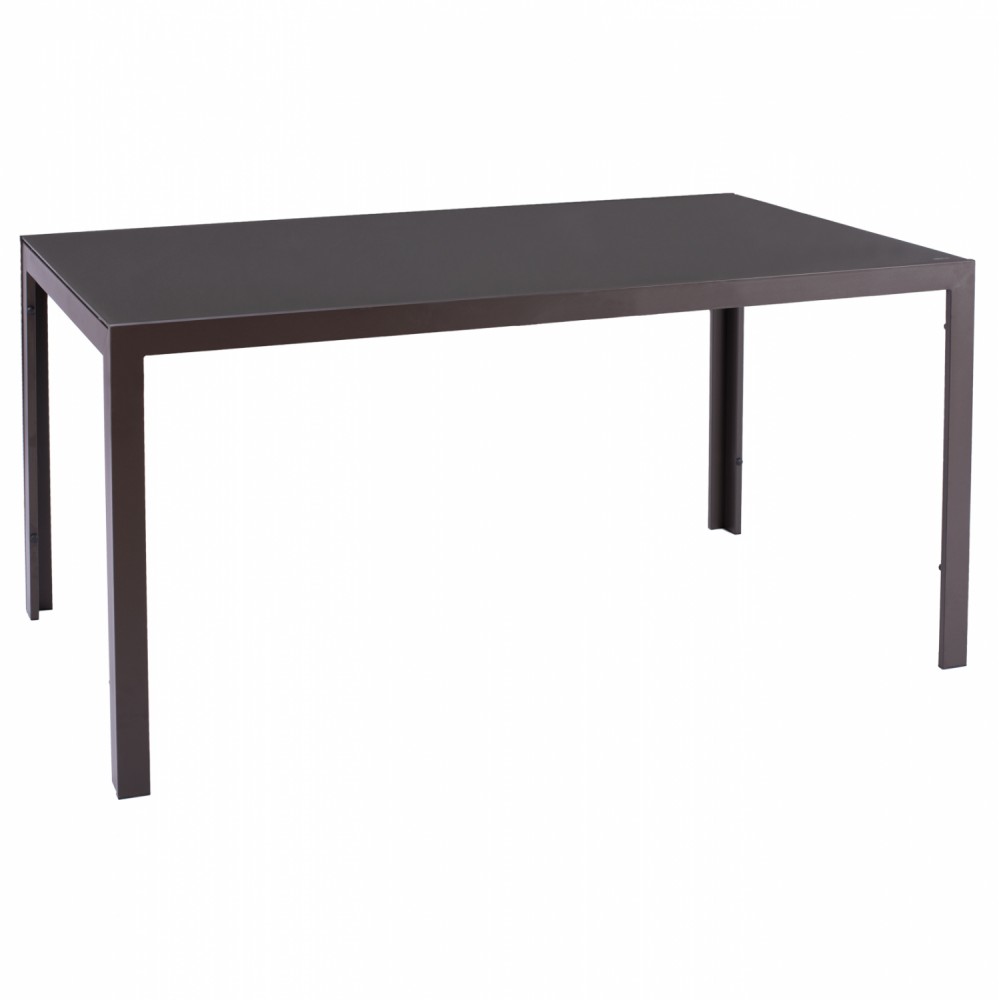 Τραπέζι "OFER" από μέταλλο/γυαλί σε καφέ χρώμα 150x90x75