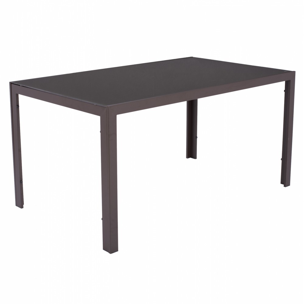 Τραπέζι "OFER" από μέταλλο/γυαλί σε καφέ χρώμα 150x90x75