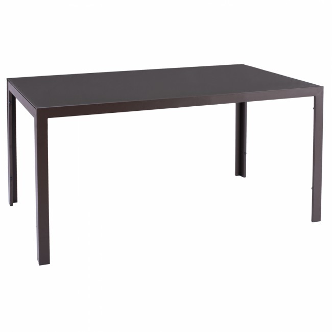 Τραπέζι "OFER" από μέταλλο/γυαλί σε καφέ χρώμα 150x90x75