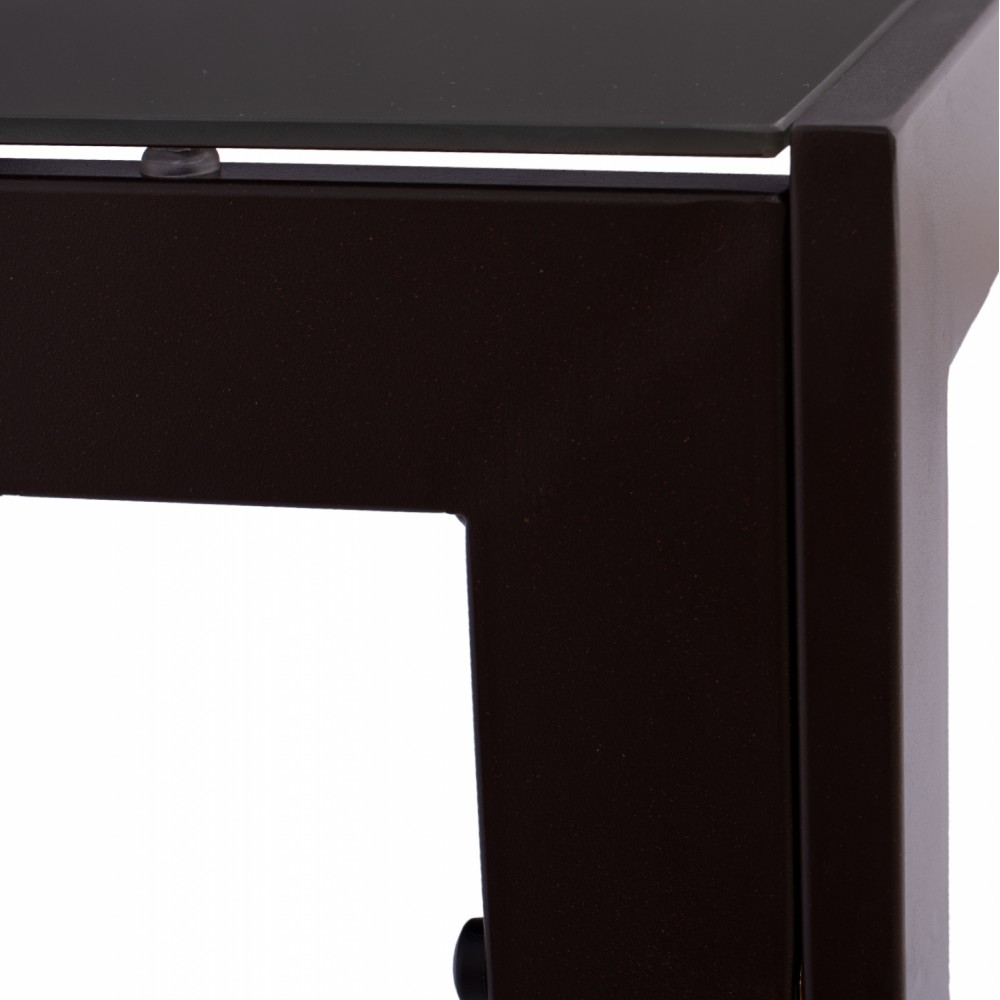 Τραπέζι "OFER" από μέταλλο/γυαλί σε καφέ χρώμα 150x90x75