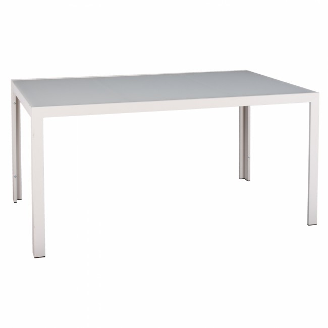 Τραπέζι "OFER" από μέταλλο/γυαλί σε λευκό χρώμα 150x90x75