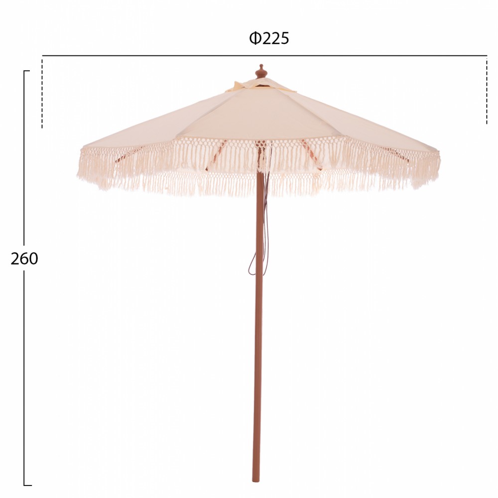 Ομπρέλα επαγγελματική "WAGNER" από ξύλο/ύφασμα σε μπεζ χρώμα Φ225x260