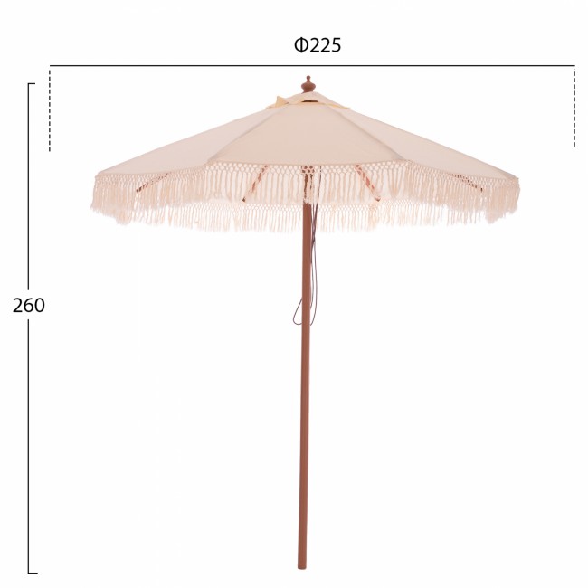 Ομπρέλα επαγγελματική "WAGNER" από ξύλο/ύφασμα σε μπεζ χρώμα Φ225x260