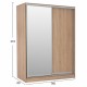 Ντουλάπα δίφυλλη συρόμενη με καθρέφτη σε sonoma χρώμα 160x60x210