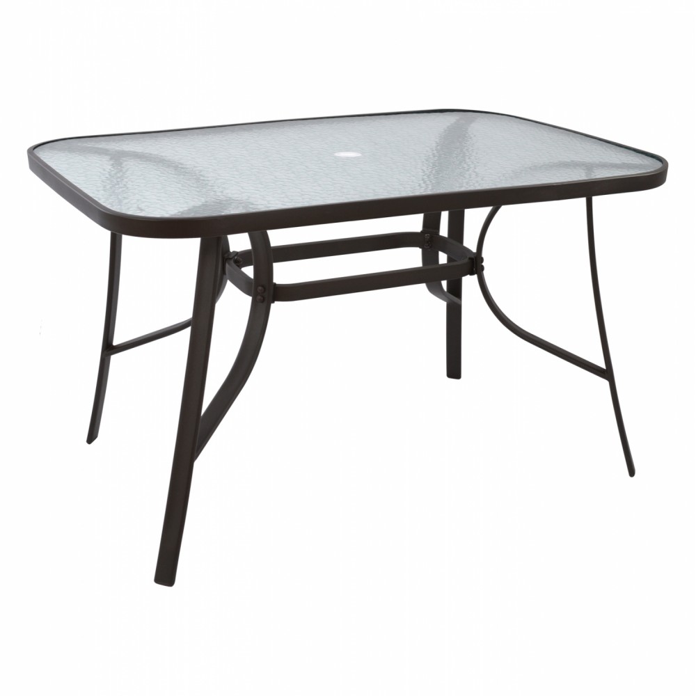 Τραπέζι "BRAVO" από μέταλλο/γυαλί σε γκρι χρώμα 120x70x72