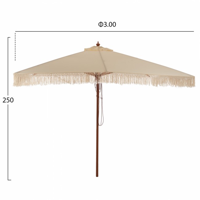 Ομπρέλα επαγγελματική "WAGNER" από ξύλο/ύφασμα σε μπεζ χρώμα Φ300x250