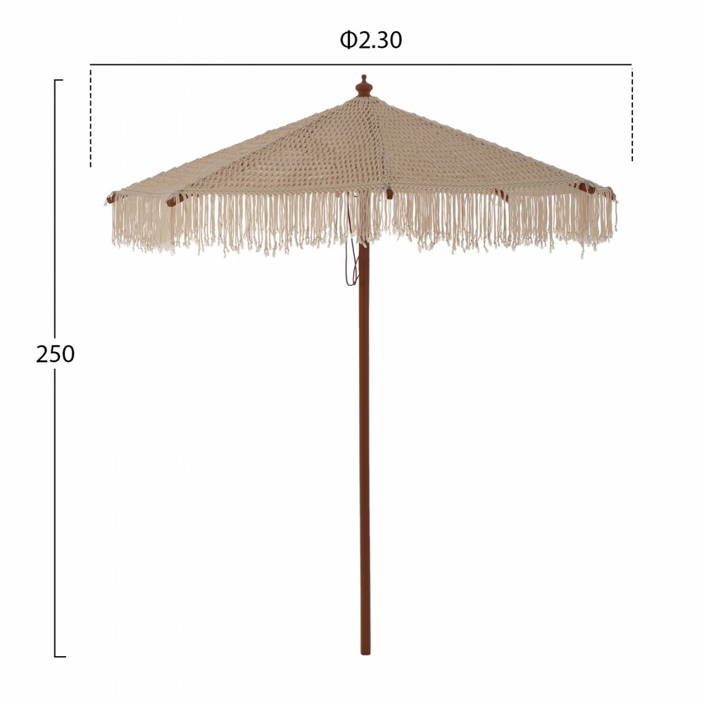 Ομπρέλα επαγγελματική "XENA" ξύλο/σχοινί σε μπεζ χρώμα Φ235x250