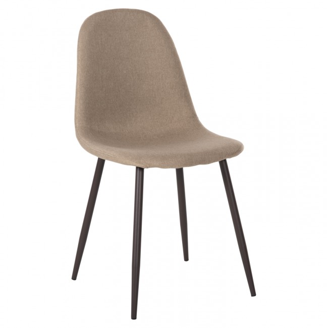 Καρέκλα "LEONARDO" από ύφασμα/μέταλλο σε μπεζ/καφέ χρώμα 45x52x85