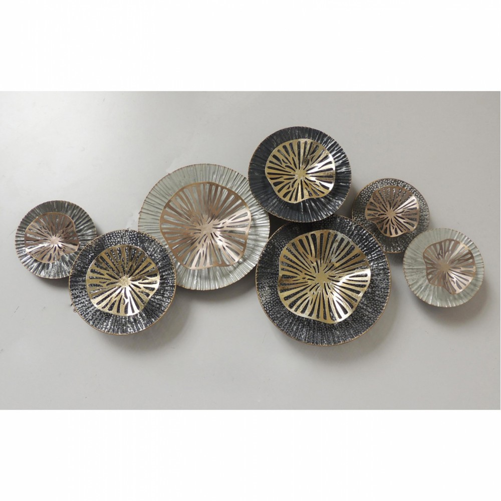 Διακοσμητικό τοίχου από μέταλλο σε χρώμα ανθρακί/χρυσό 98,5x7x46