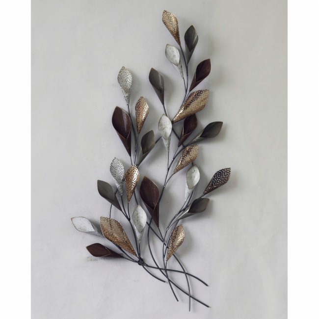 Διακοσμητικό τοίχου από μέταλλο σε χρώμα ανθρακί/χρυσό 44x5,5x87