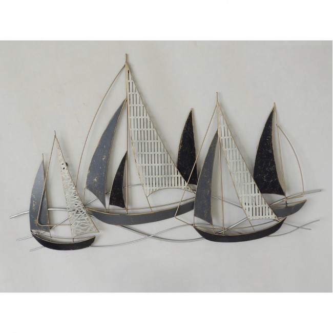 Διακοσμητικό τοίχου από μέταλλο σε χρώμα ανθρακί/χρυσό 92x3x56