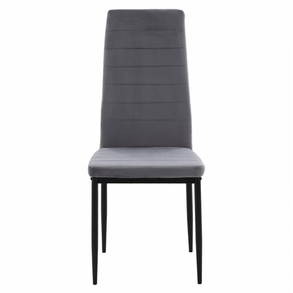 Καρέκλα "LADY" από βελούδο/μέταλλο σε γκρι/μαύρο χρώμα 42x45x97