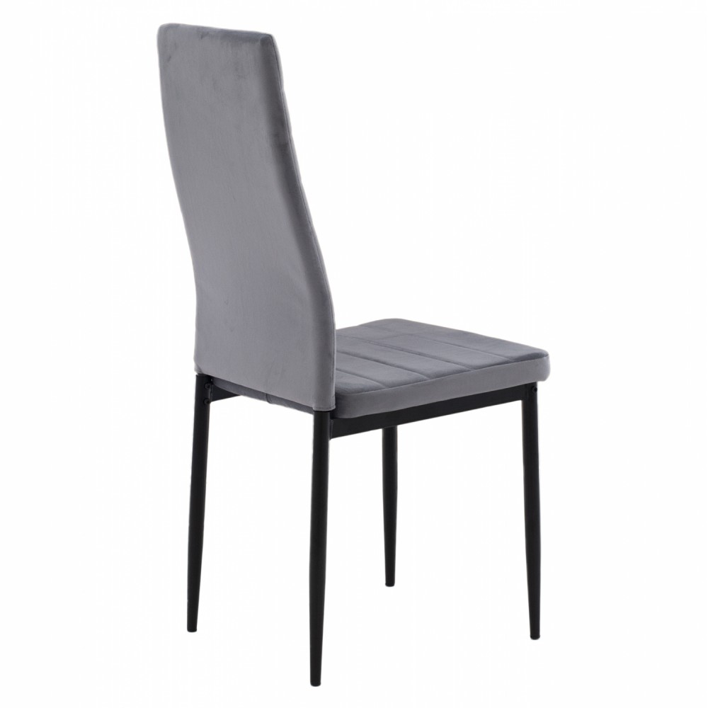 Καρέκλα "LADY" από βελούδο/μέταλλο σε γκρι/μαύρο χρώμα 42x45x97