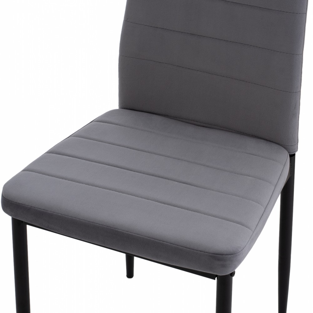 Καρέκλα "LADY" από βελούδο/μέταλλο σε γκρι/μαύρο χρώμα 42x45x97