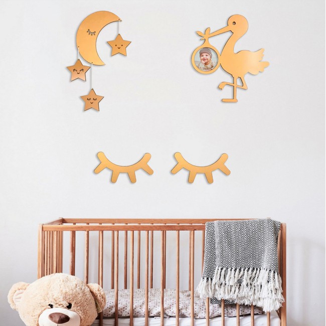 Σετ διακοσμητικά τοίχου παιδικά από MDF σε φυσικό χρώμα 50x35