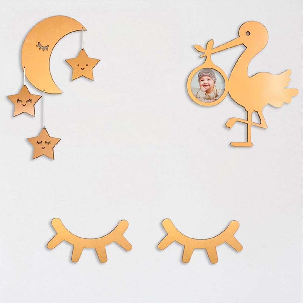 Σετ διακοσμητικά τοίχου παιδικά από MDF σε φυσικό χρώμα 50x35