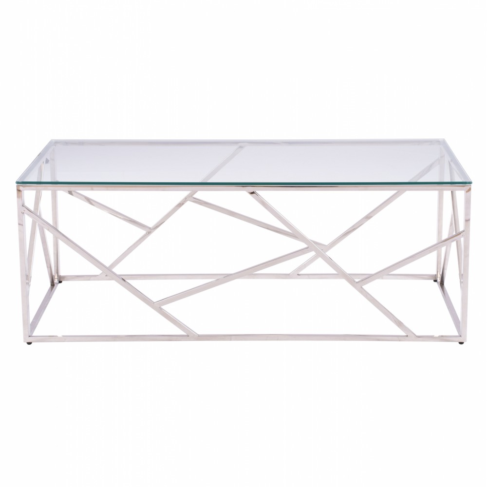 Τραπέζι σαλονιού "JANA" από γυαλί/μέταλλο σε διαφανές/χρωμίου χρώμα 120x60x45