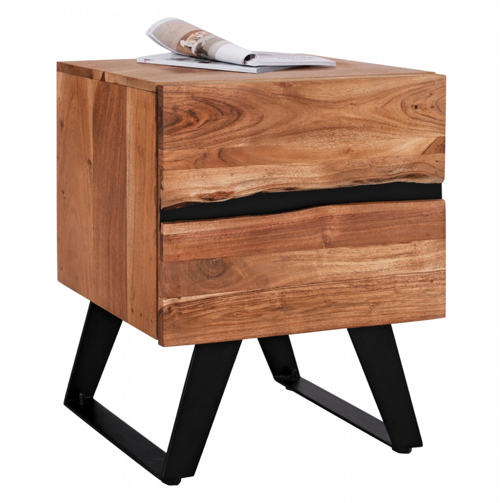 Κομοδίνο "ALICIA" από μασίφ ξύλο σε χρώμα ακακίας 45x35x56