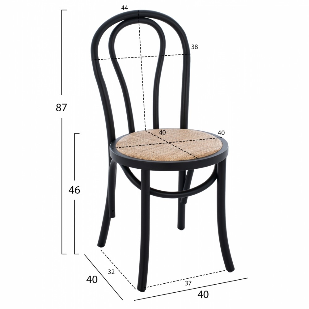 Καρέκλα "MONTREAL" από ξύλο σε μαύρο χρώμα 40x40x87