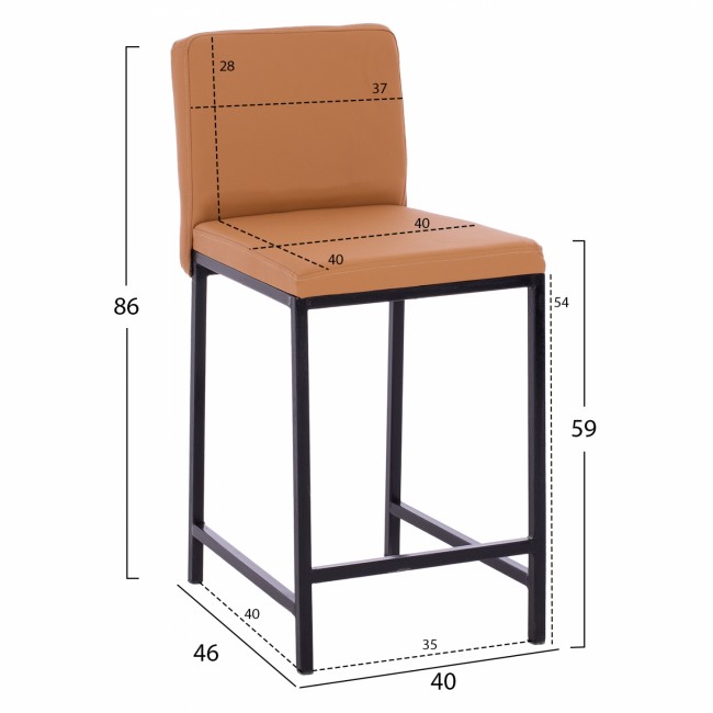 Σκαμπό μπαρ από μέταλλικο/τεχνόδερμα σε ταμπά χρώμα 40x46x86