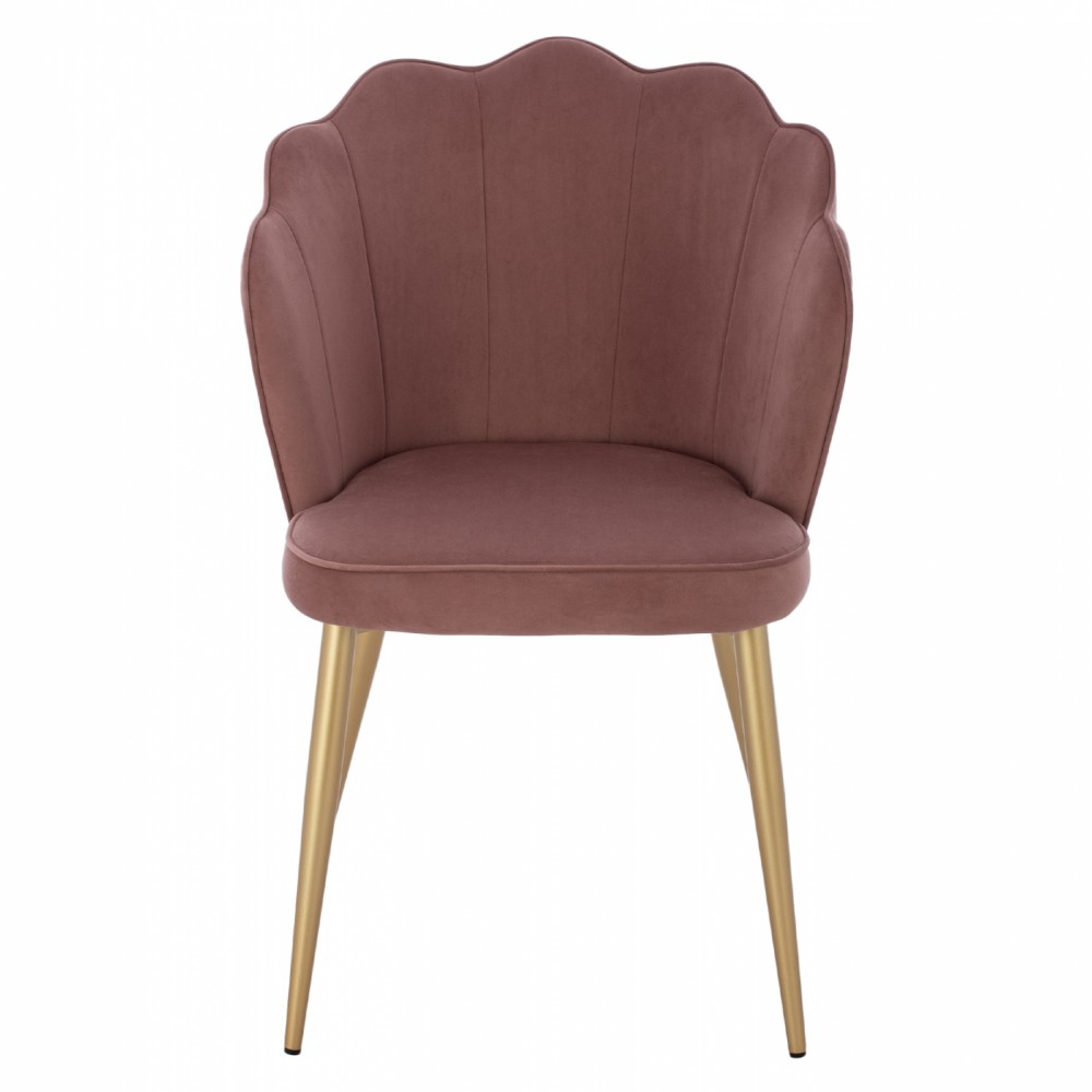 Πολυθρόνα "AVIE" από βελούδο/μέταλλο σε σάπιο μήλο/χρυσό χρώμα 48x48x85