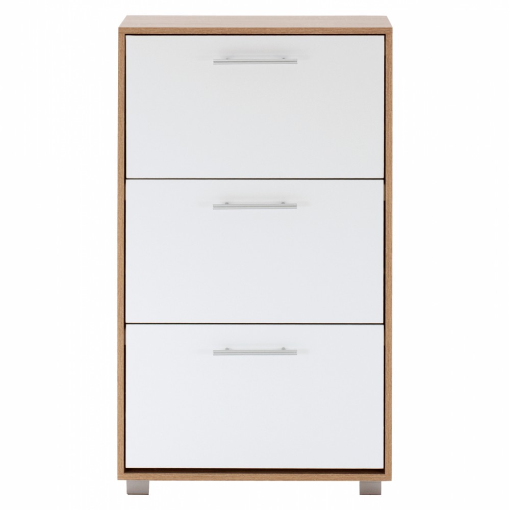 Παπουτσοθήκη τριών θέσεων σε χρώμα σονόμα/λευκό 62x24x110