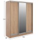 Ντουλάπα τρίφυλλη συρόμενη με καθρέφτη σε sonoma χρώμα 183x60x220