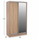 Ντουλάπα δίφυλλη συρόμενη με καθρέφτη σε sonoma χρώμα 120x60x220