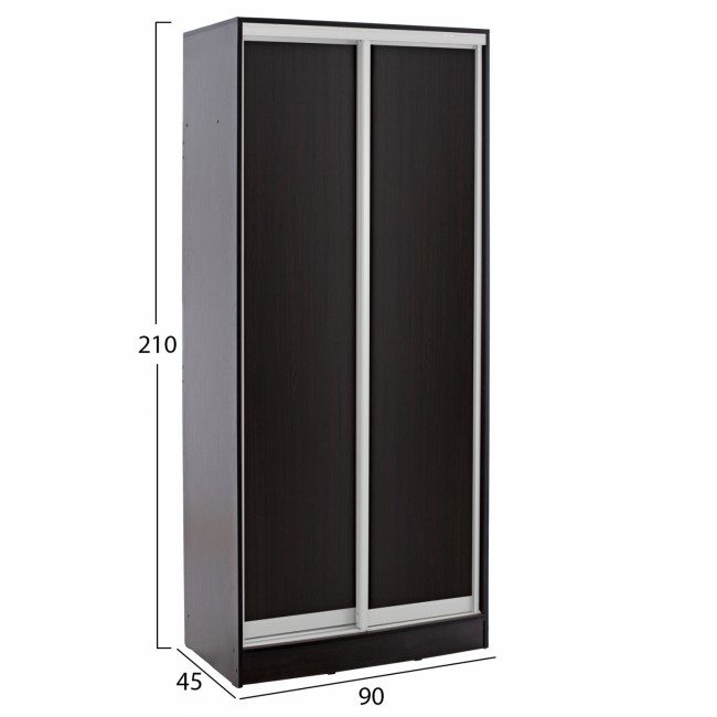 Ντουλάπα δίφυλλη συρόμενη σε βέγγε χρώμα 90x45x210