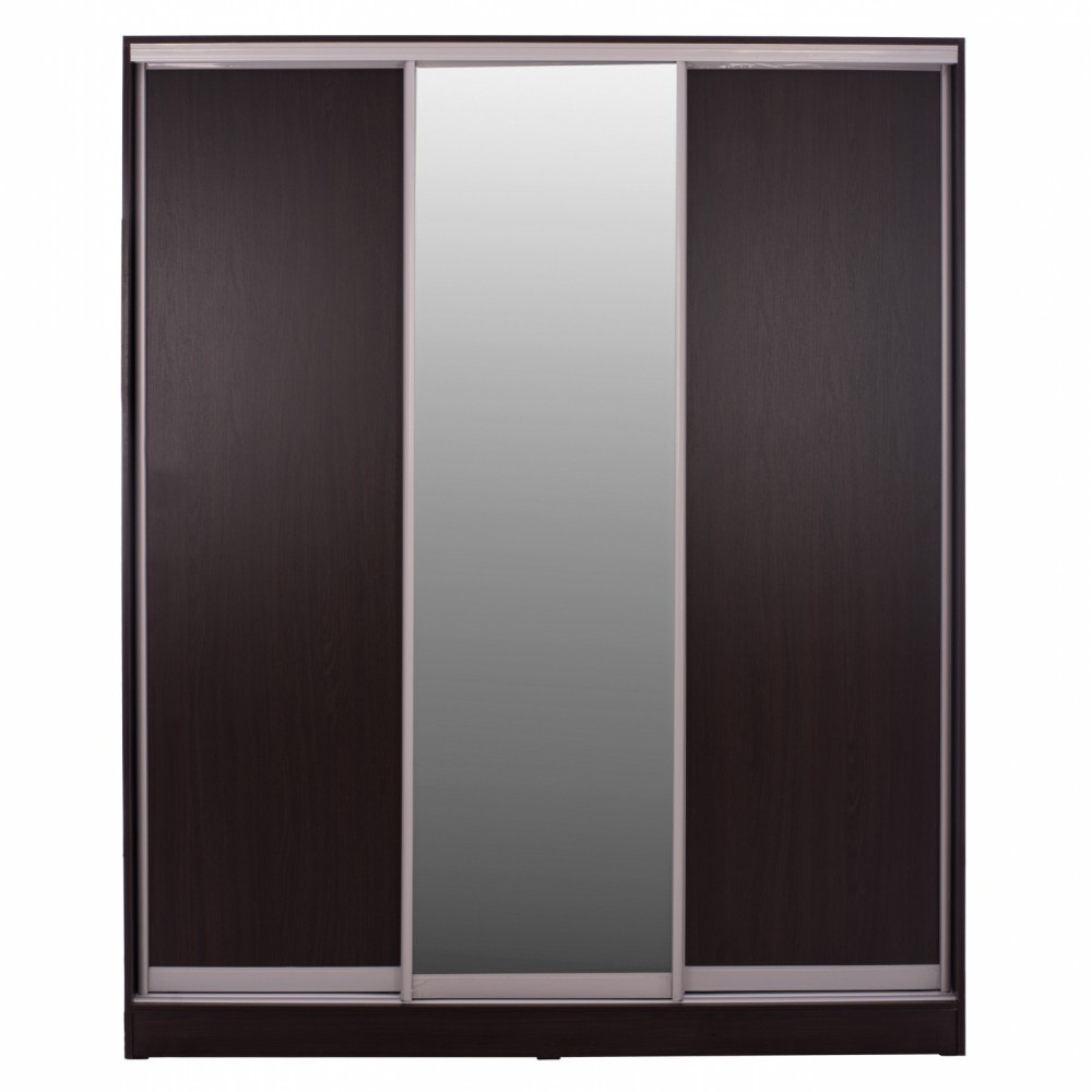 Ντουλάπα τρίφυλλη συρόμενη με καθρέφτη σε βέγγε χρώμα 183x60x220