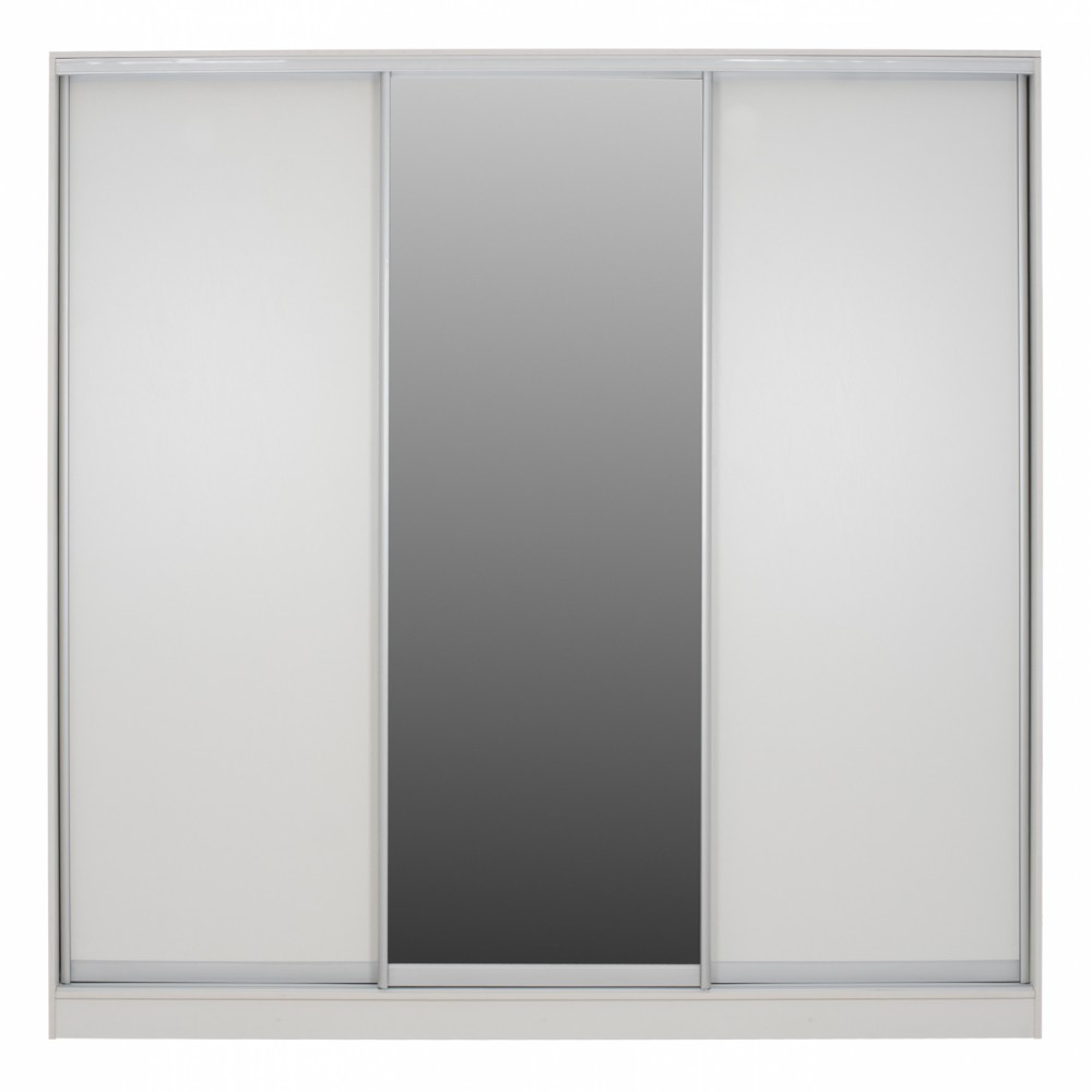 Ντουλάπα τρίφυλλη συρόμενη με καθρέφτη σε λευκό χρώμα 240x60x240