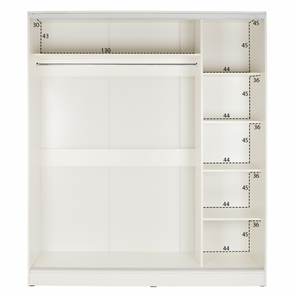 Ντουλάπα δίφυλλη συρόμενη με καθρέφτη σε άσπρο χρώμα 120x60x220