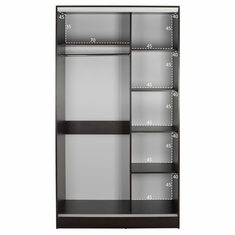 Ντουλάπα δίφυλλη συρόμενη με καθρέφτη σε βέγγε χρώμα 120x60x220