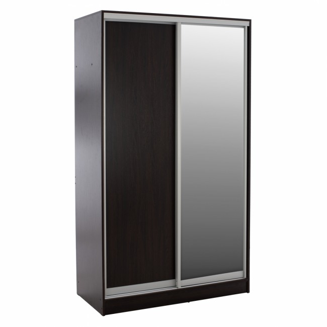 Ντουλάπα δίφυλλη συρόμενη με καθρέφτη σε βέγγε χρώμα 120x60x220