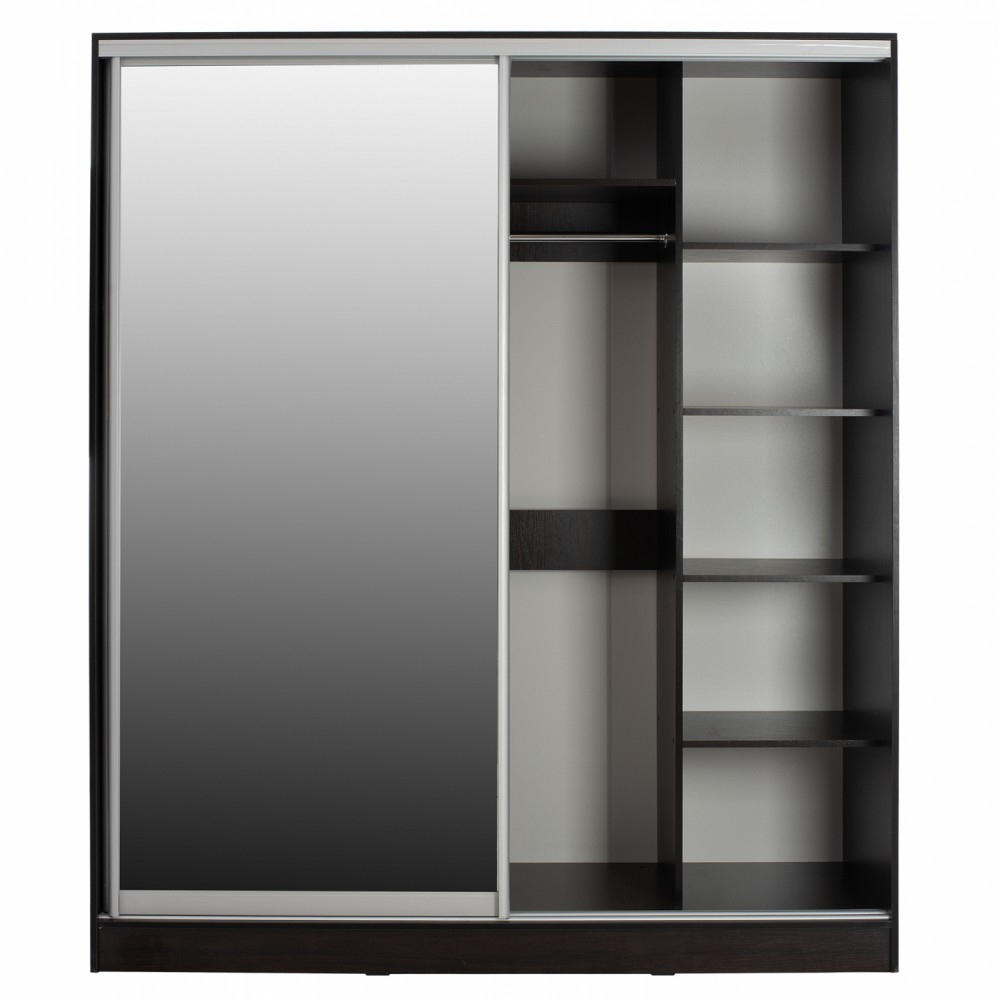 Ντουλάπα δίφυλλη συρόμενη με καθρέφτη σε βέγγε χρώμα 180X60X210