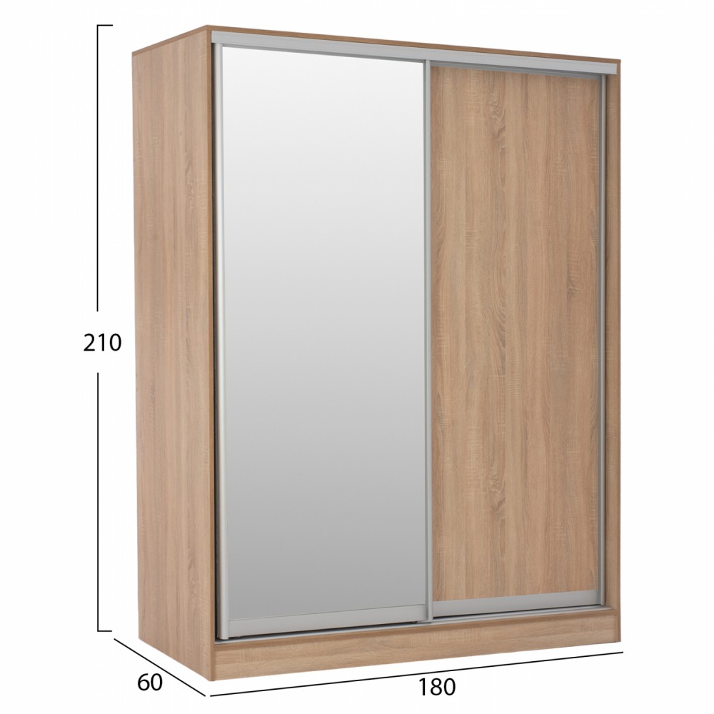 Ντουλάπα δίφυλλη συρόμενη σε sonoma χρώμα 180x60x210