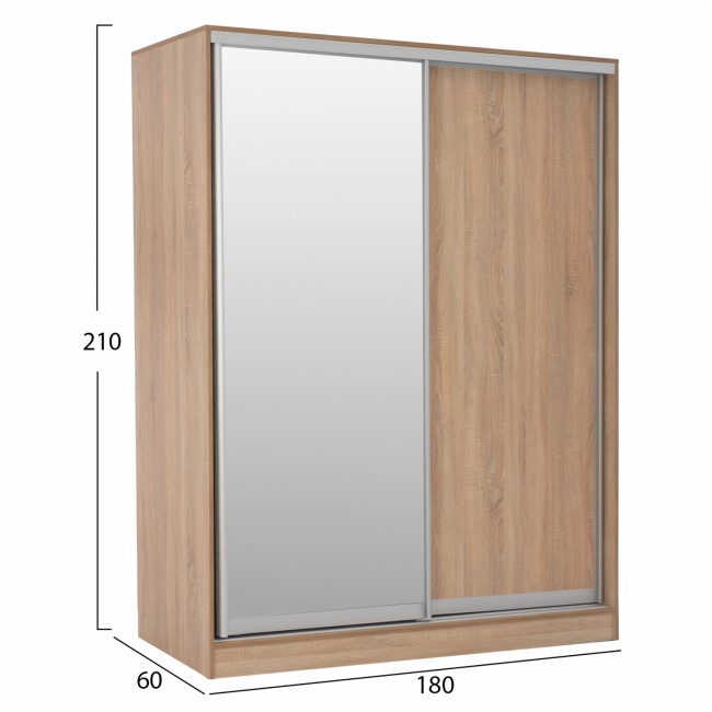 Ντουλάπα δίφυλλη συρόμενη σε sonoma χρώμα 180x60x210