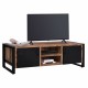 Έπιπλο τηλεόρασης από μέταλλο/ξύλο σε μαύρο/φυσικό χρώμα 160x45x51