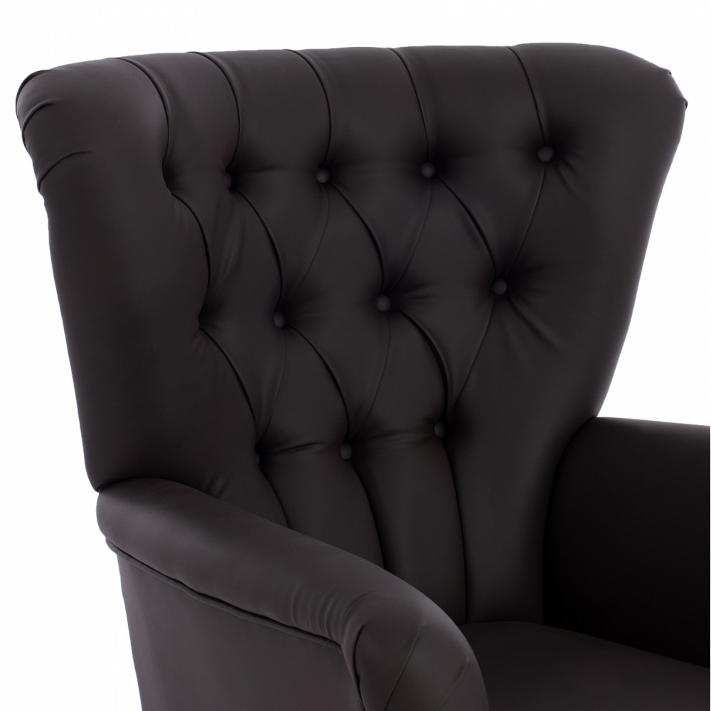 Πολυθρόνα μπερζέρα "CHESTERFIELD" από τεχνόδερμα σε καφέ χρώμα 87x88x100