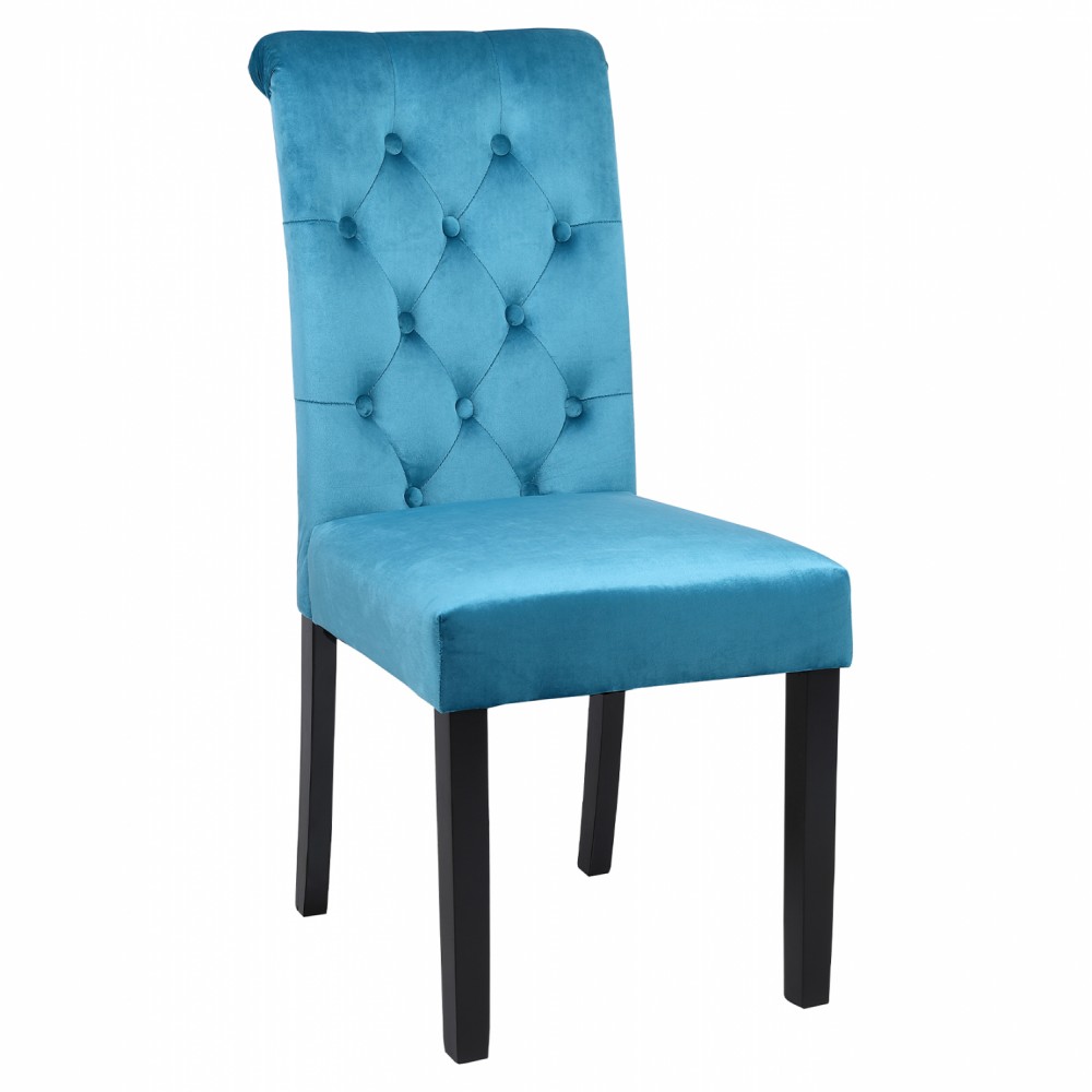 Καρέκλα "ROXIE" από βελούδο/ξύλο σε τυρκουάζ/μαύρο χρώμα 46.5x61.5x100