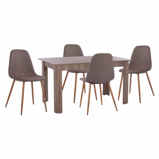 Σετ τραπεζαρίας 5τμχ σε καφέ/φυσικό χρώμα 140x80x77