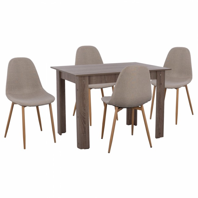 Σετ τραπεζαρίας 5τμχ σε καφέ/μπεζ χρώμα 110x80x77