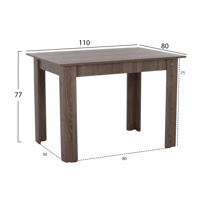 Σετ τραπεζαρίας 5τμχ σε καφέ/sonoma χρώμα 110x80x77