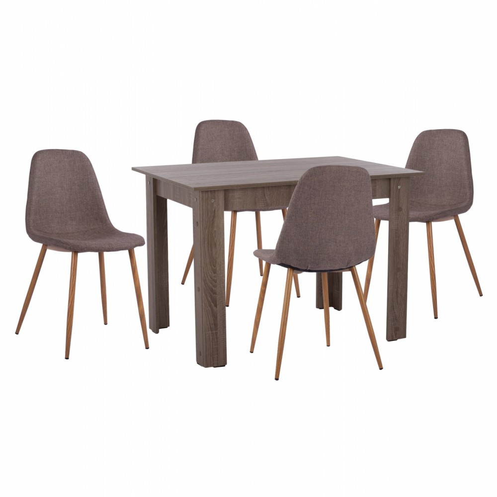 Σετ τραπεζαρίας 5τμχ σε καφέ/sonoma χρώμα 110x80x77