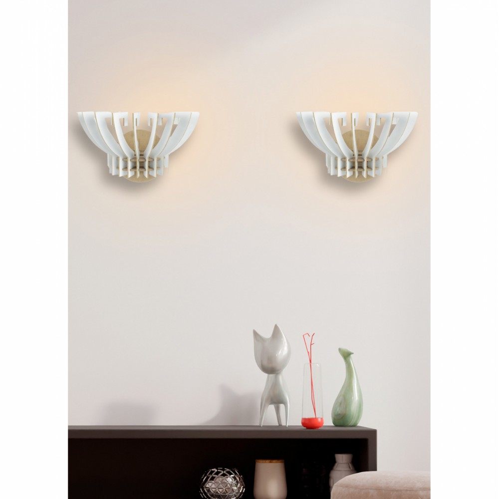 Σετ απλίκες 2τμχ από MDF σε λευκό χρώμα Ε27 32x22x19