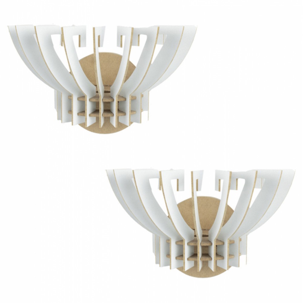 Σετ απλίκες 2τμχ από MDF σε λευκό χρώμα Ε27 32x22x19